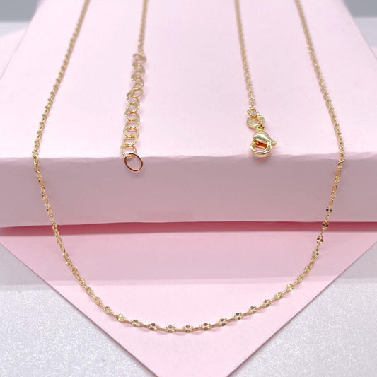 Dainty 18k Gold Filled Thin Sequin Mariner Link Chain
