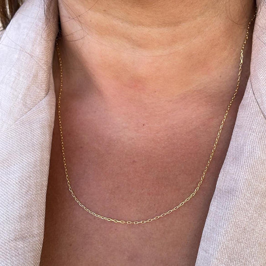 18k Gold Filled Tiny Oval Curb/Paperclip Link Necklace