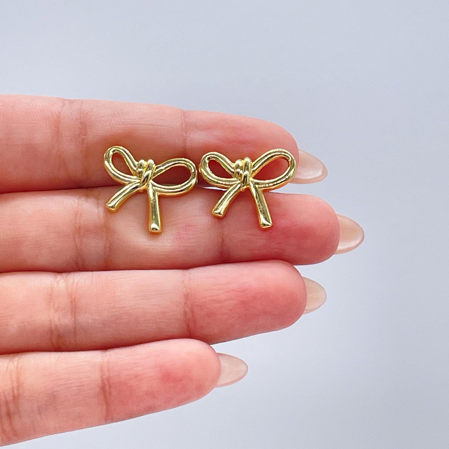 18k Gold Filled Plain Smooth Bow Studs, Available in 2 Styles