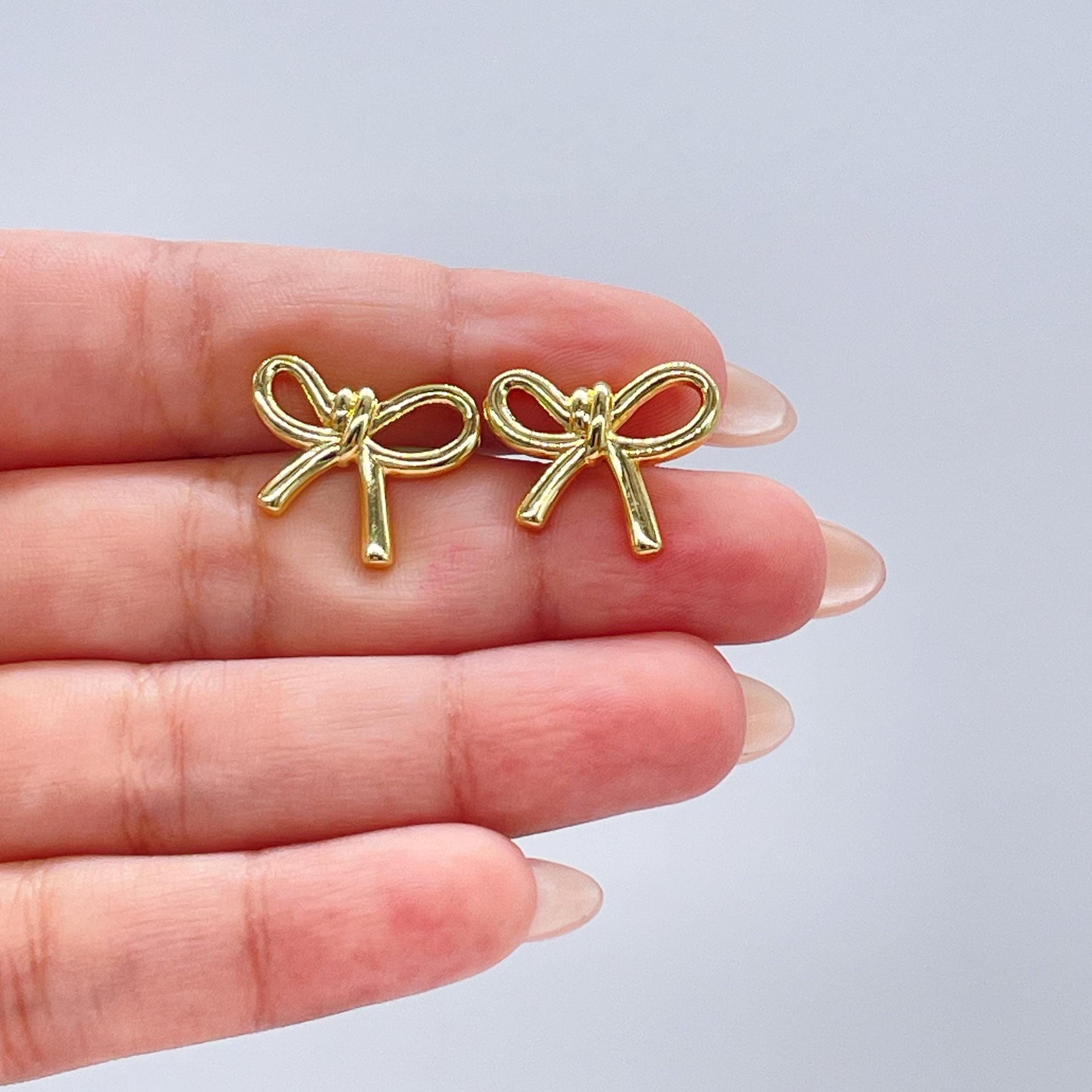 18k Gold Filled Plain Smooth Bow Studs, Available in 2 Styles