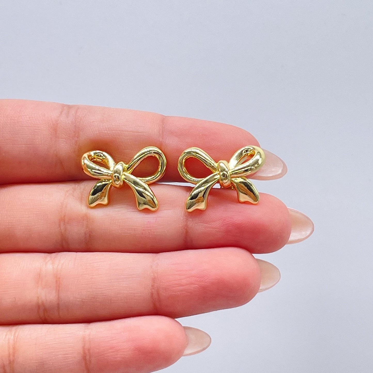 18k Gold Filled Plain Smooth Bow Studs, Available in 2 Styles