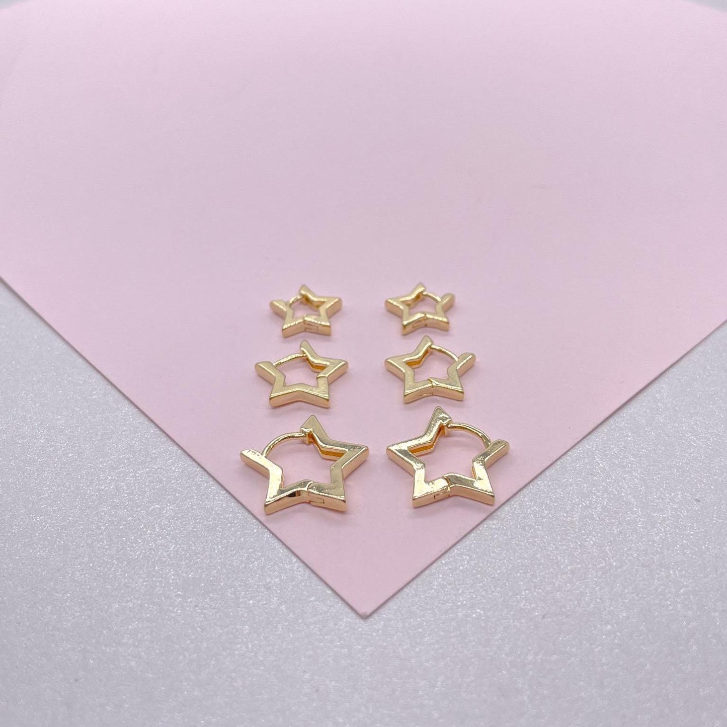 18k Gold Filled Set of 3 Star Stud Earrings