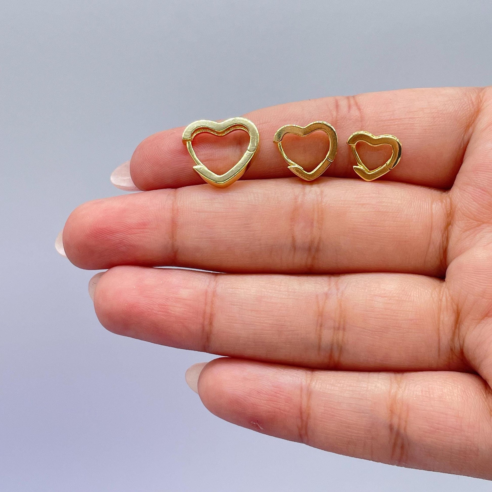 18k Gold Filled Set of 3 Simple Heart Shaped CZ stone Huggie Earrings