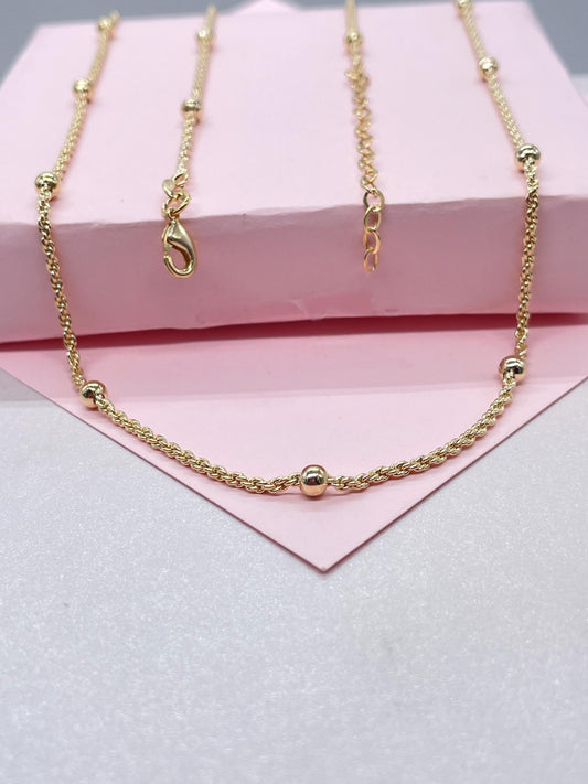 18k Gold Filled 1.5mm Rope Chain Satellite Fusion