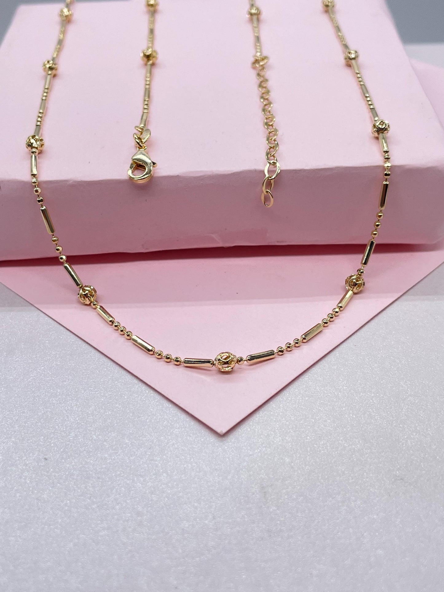 18k Gold Filled Dainty Satellite Dash-n-Dot Chain