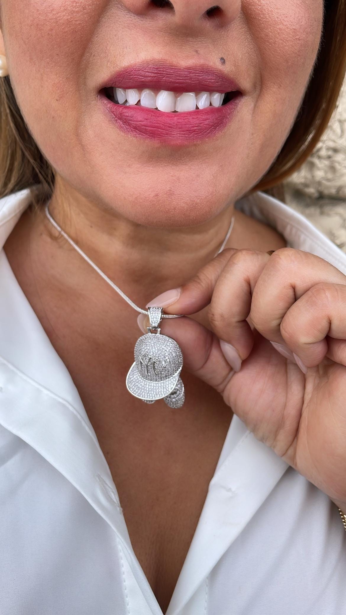 18k Gold Filled Micro Pavê Large Baseball Cap with shoes Pendant