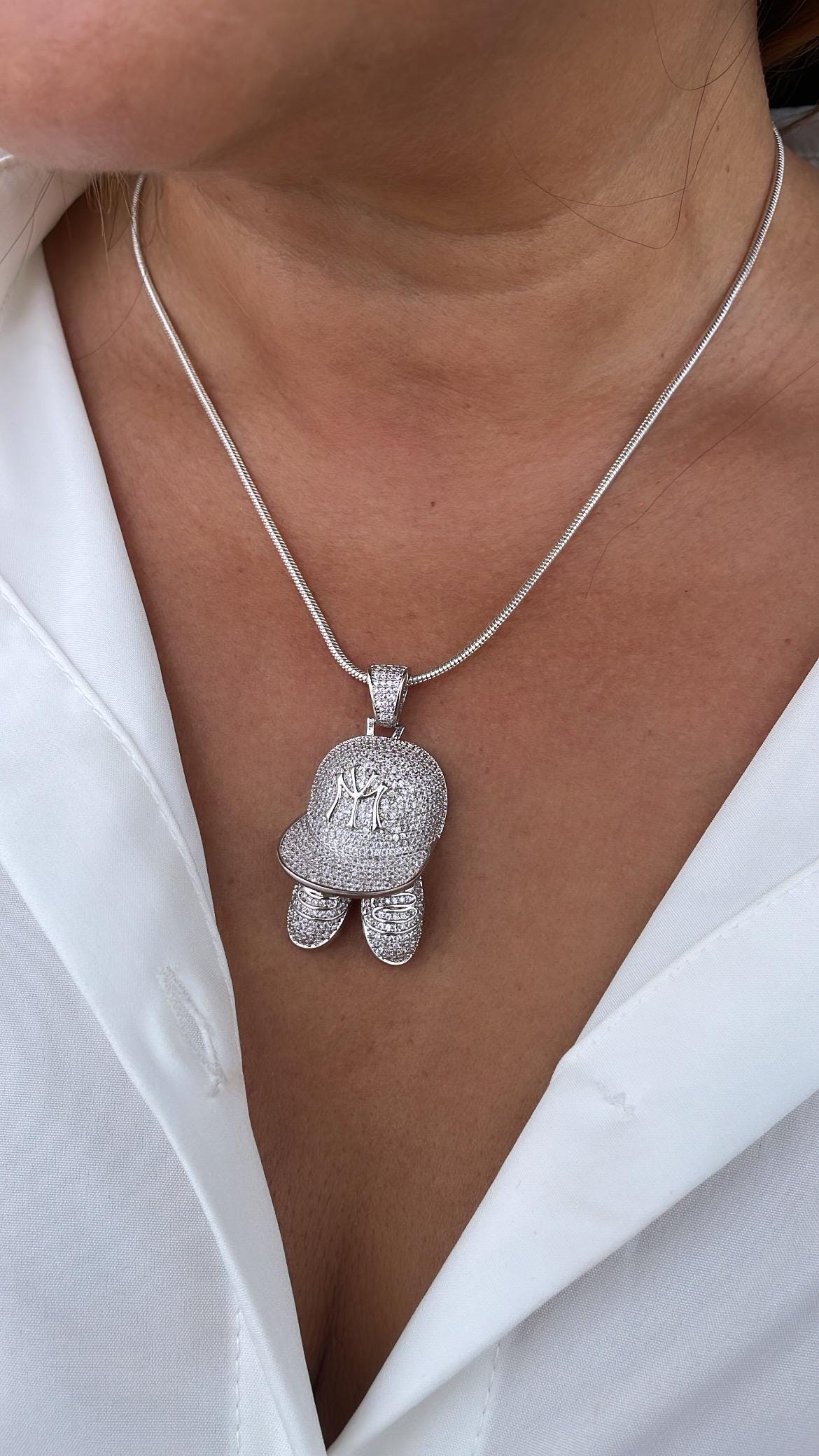 18k Gold Filled Micro Pavê Large Baseball Cap with shoes Pendant