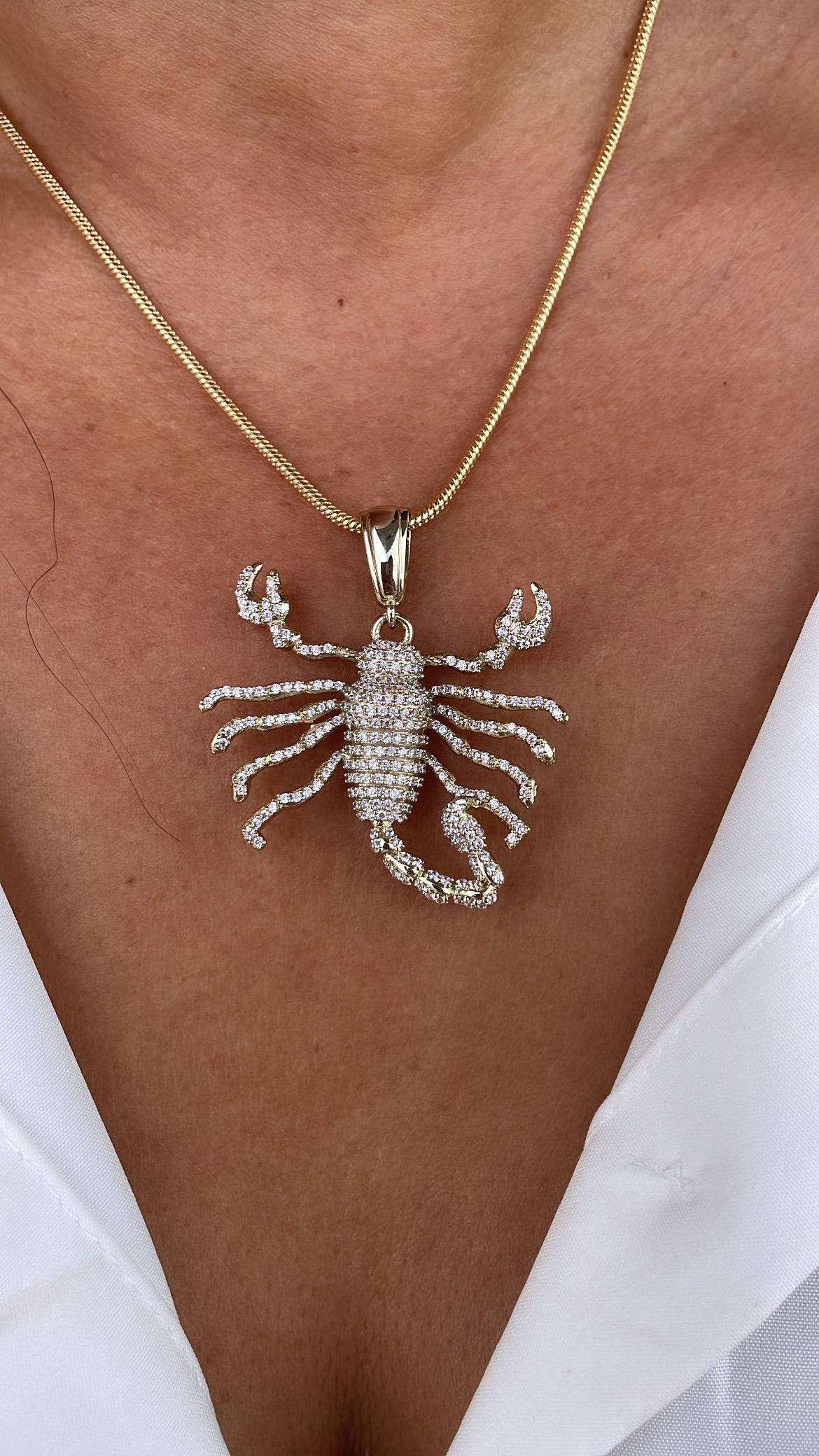 18k Gold Filled CZ Pave Scorpion Pendant