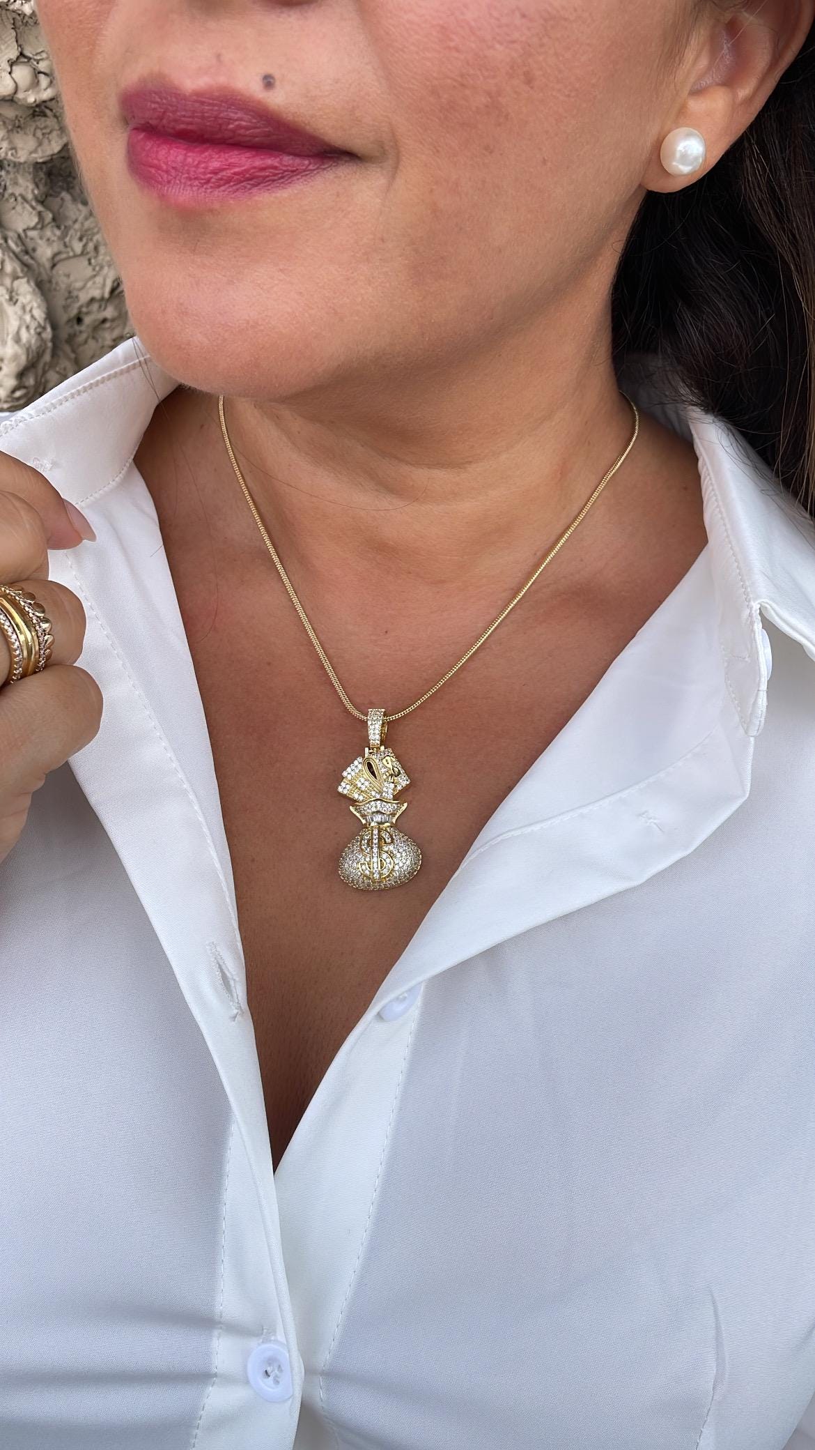 18k Gold Filled Micro Pavê Zirconia Money Bag Charm Pendant