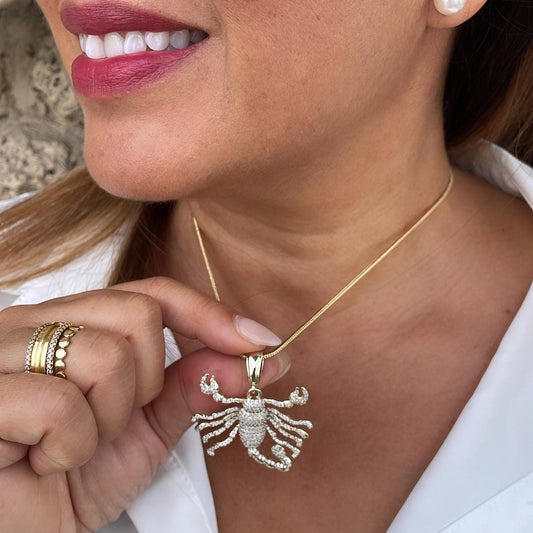 18k Gold Filled CZ Pave Scorpion Pendant