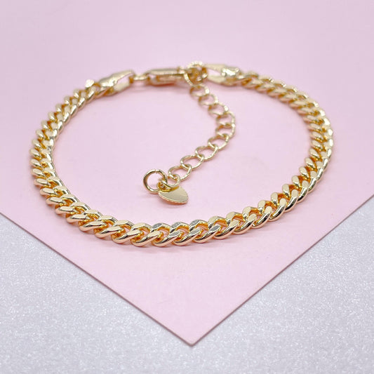 18k Gold Filled 4mm Cuban Link Chain Bracelet, Gold Curb Chain Bracelet, Miami Cuban Bracelet, Cuban Chain Bracelet Women, Gold Bracelet