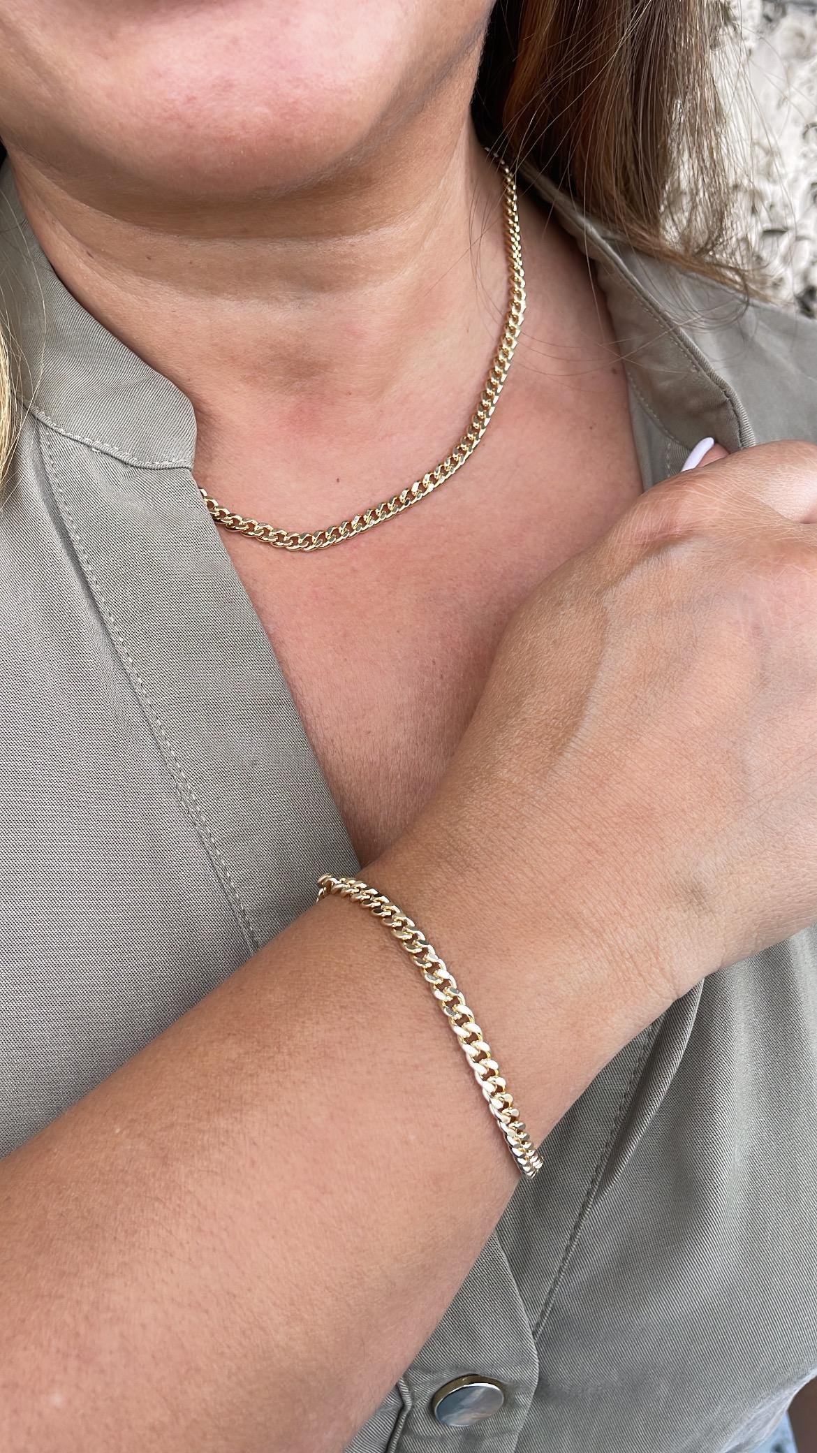 18k Gold Filled 4mm Cuban Link Chain, Miami Cuban Available Necklace and Bracelet, Gold Curb Chain And Jewelry Making Supplies