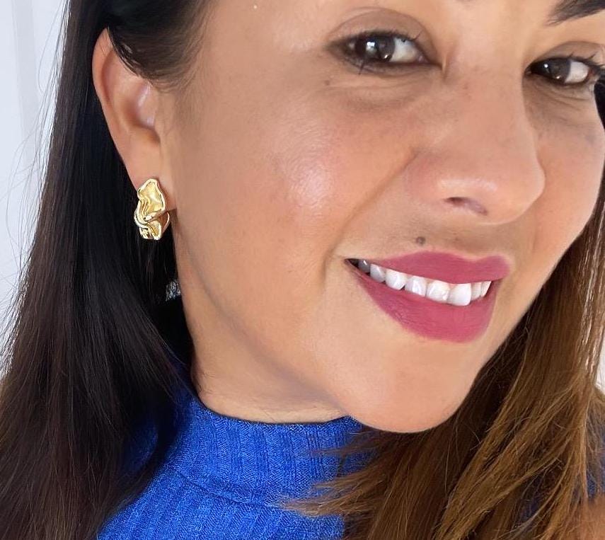 18k Gold Filled, Melted Chunky Crinkle Hoop Earrings