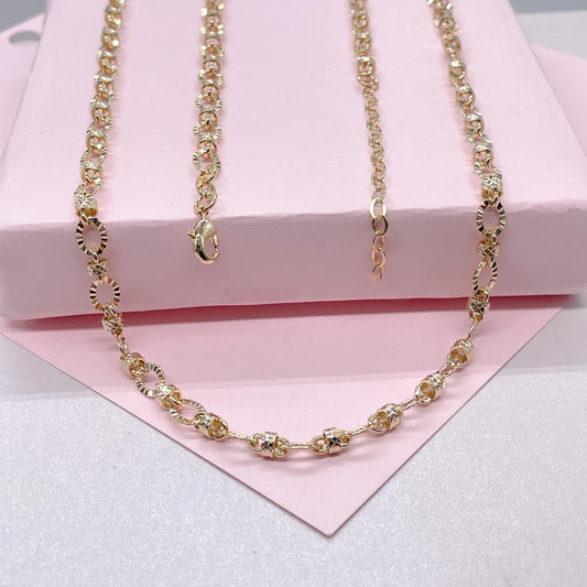 18k Gold Filled 5mm Oval Sunburst Link Necklace