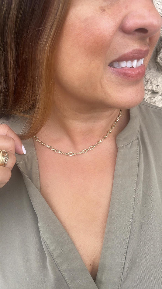 18k Gold Filled 5mm Oval Sunburst Link Necklace