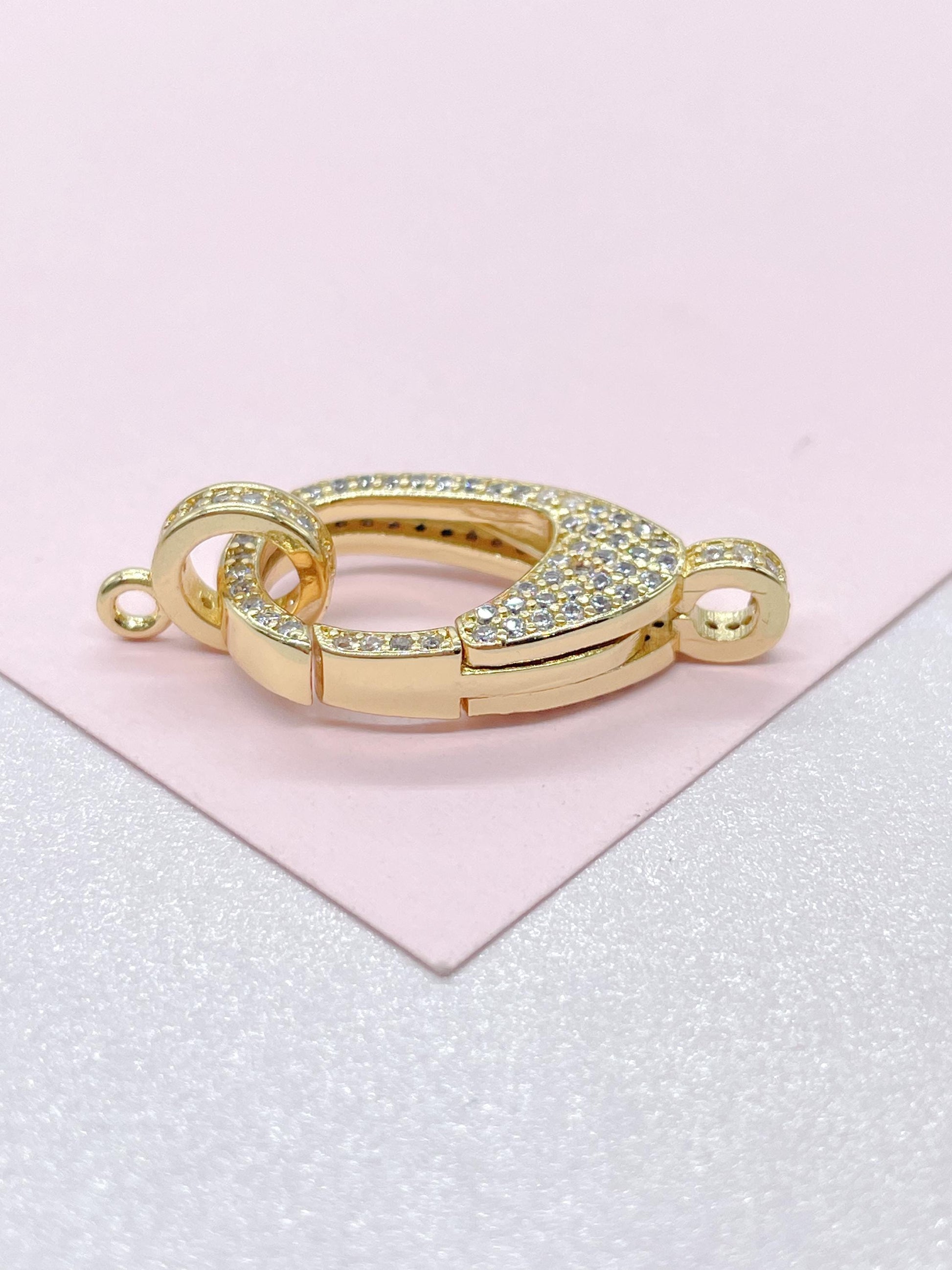 18k Gold Filled Lobster Claw Clasp With CZ and Bail Included