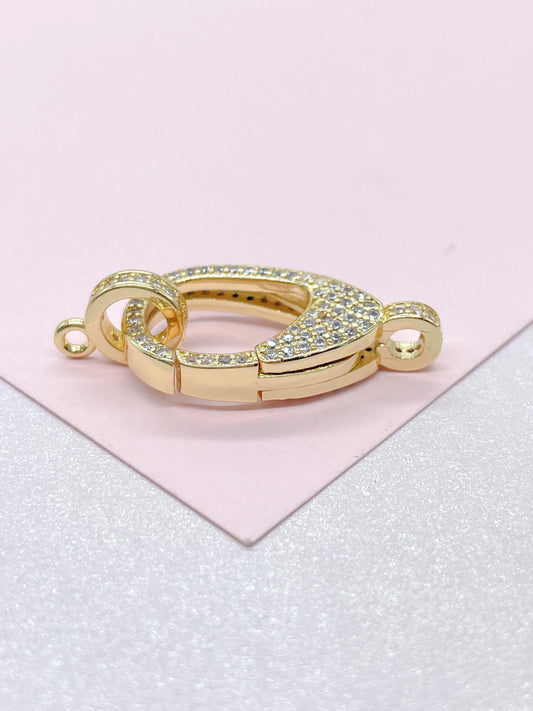 18k Gold Filled Lobster Claw Clasp With CZ and Bail Included