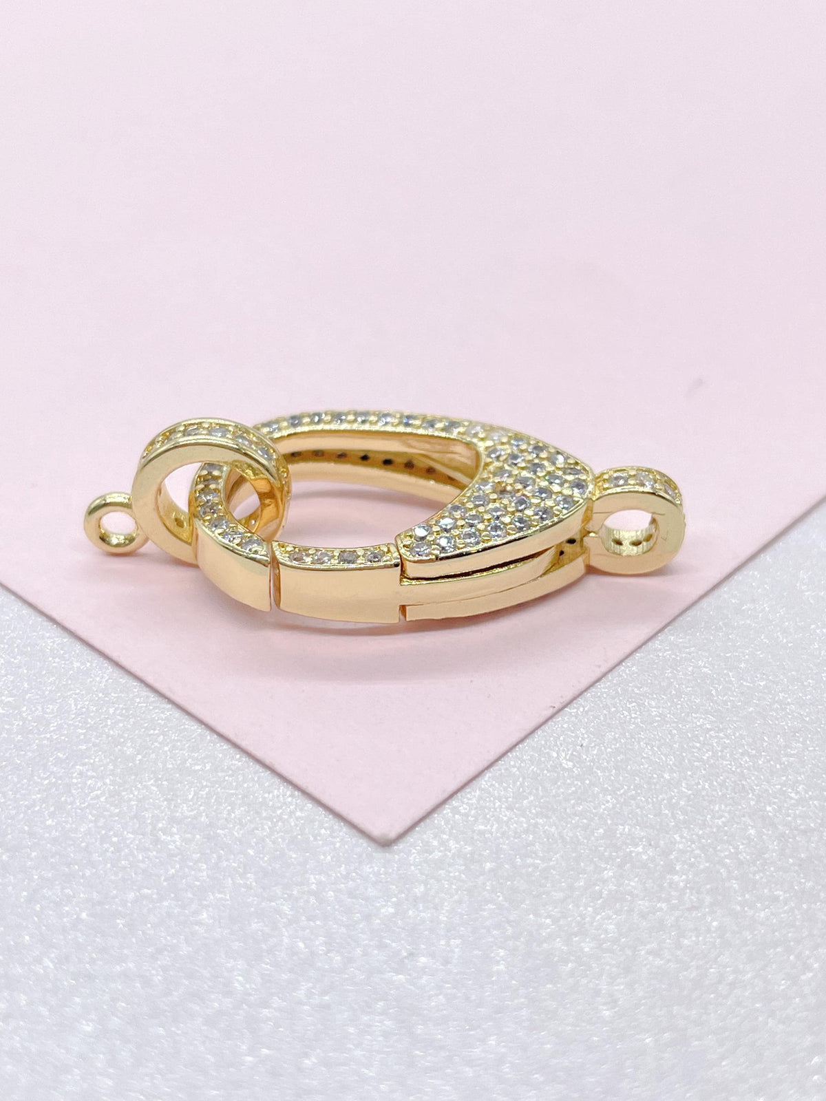 18k Gold Filled Lobster Claw Clasp With CZ and Bail Included
