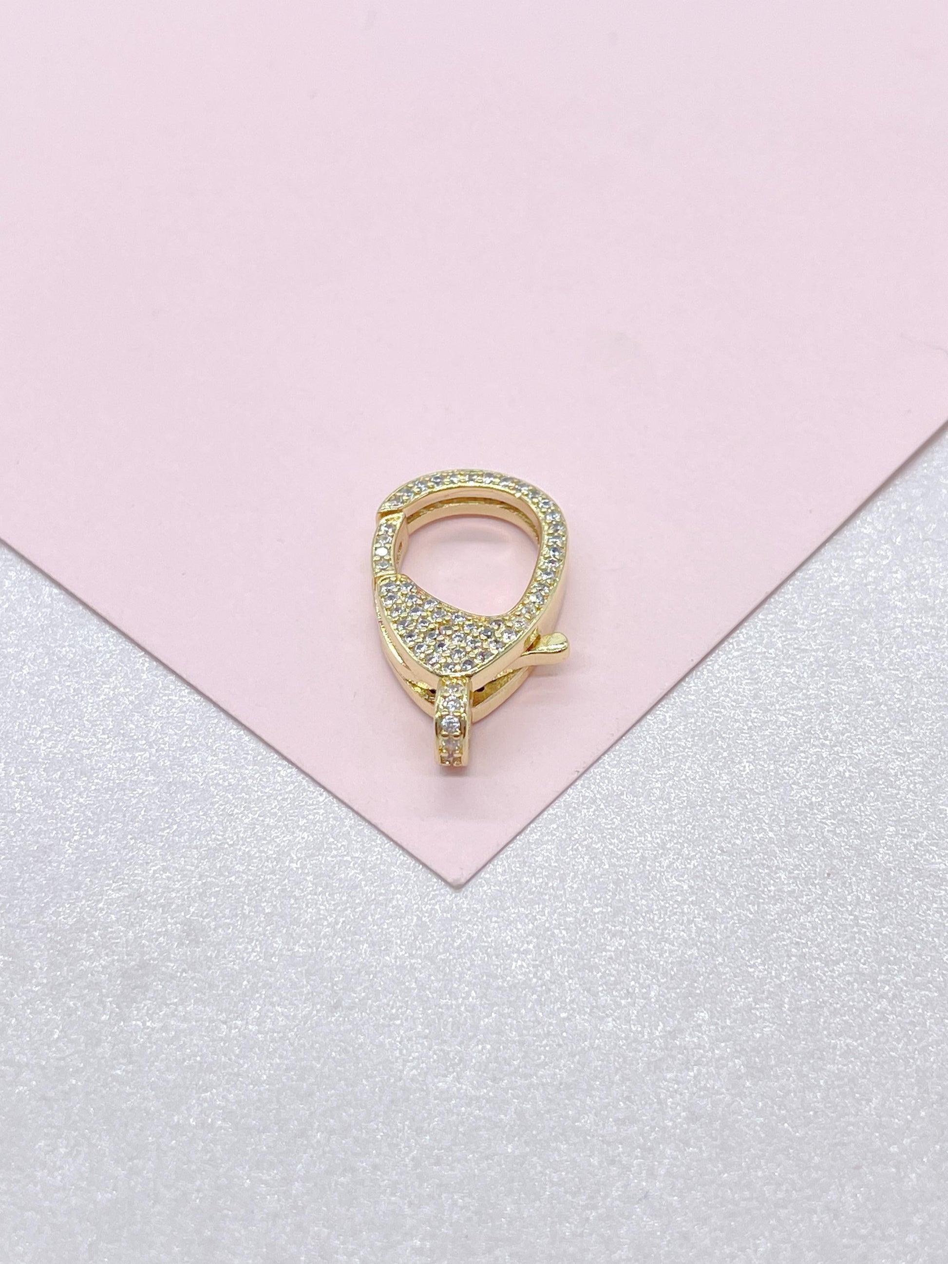 18k Gold Filled Lobster Claw Clasp With CZ and Bail Included