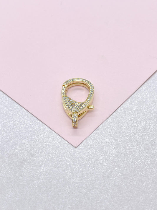 18k Gold Filled Lobster Claw Clasp With CZ and Bail Included