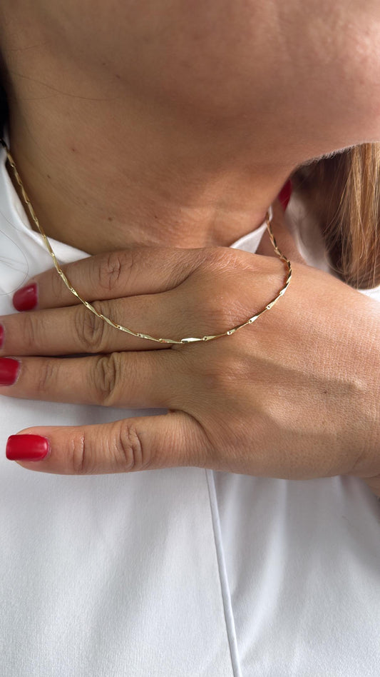 18k Gold Filled Bar Link Chain: Thin Dainty Spear Necklace