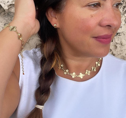 18k Gold Filled Sunburst Flower Charm Link Bracelet