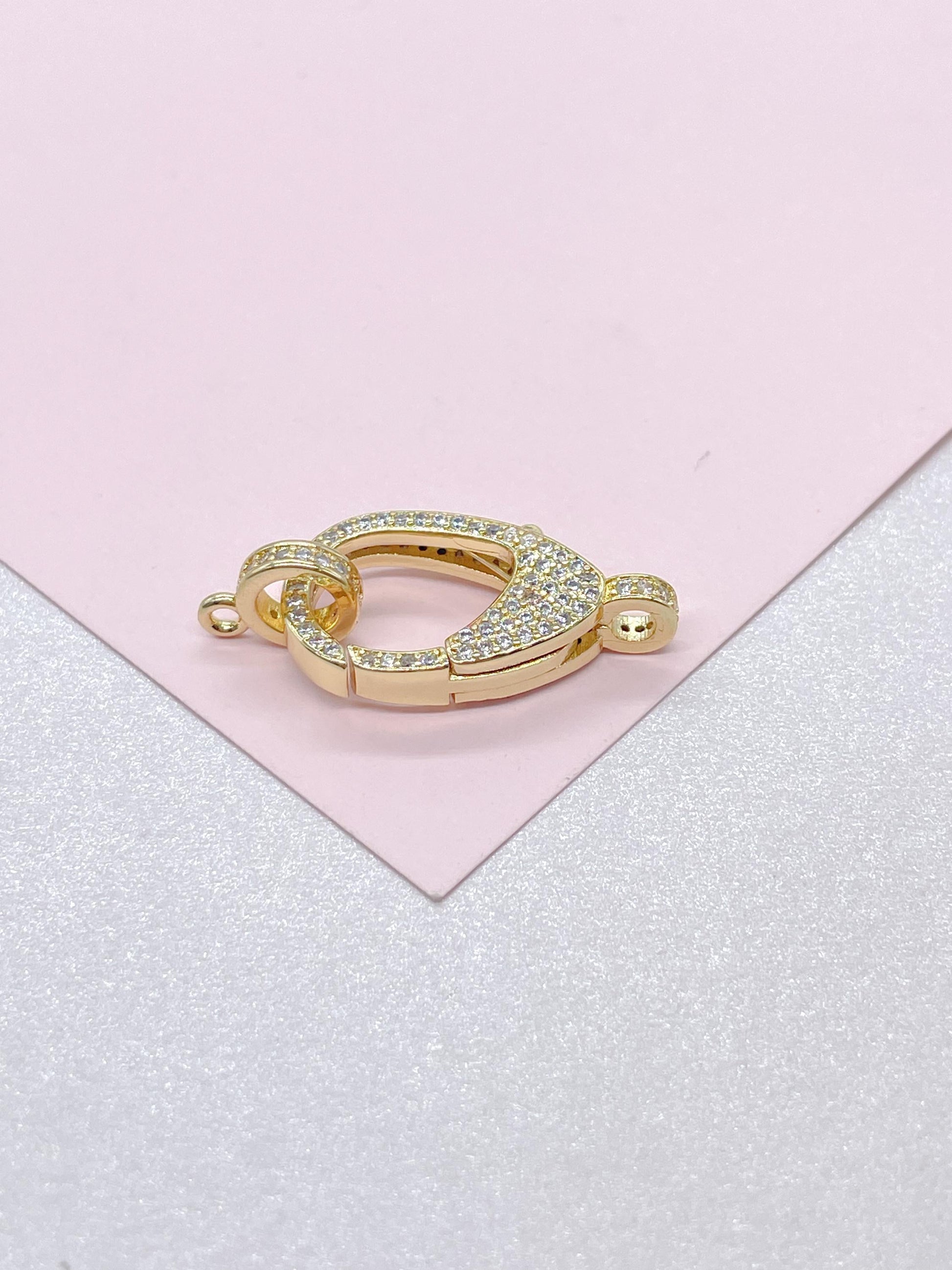 18k Gold Filled Lobster Claw Clasp With CZ and Bail Included