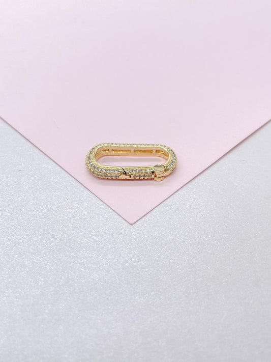 18k Gold Filled CZ Carabiner Clasp For Jewelry Making, Necklaces, bracelets, Supplies