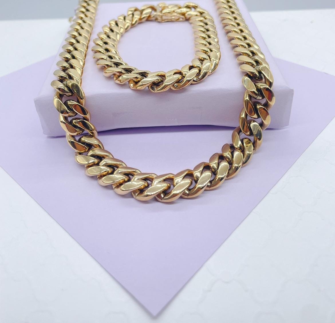 14k Gold Filled Thick 10mm Miami Cuban Link Chain, Cuban Necklace, Cadena de Labon Cubano
