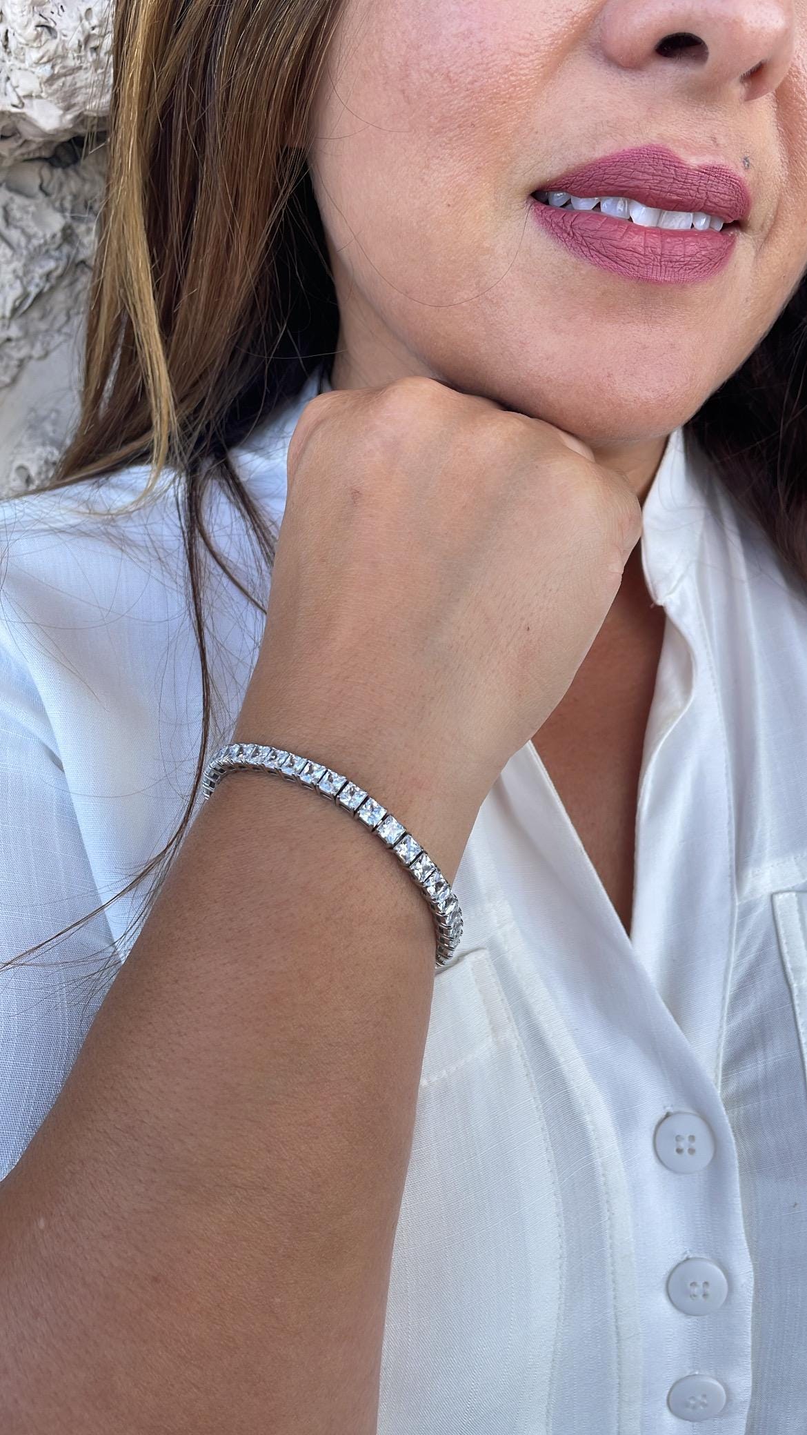 18k Gold Filled 5mm Princess Cut CZ Tennis Bracelet