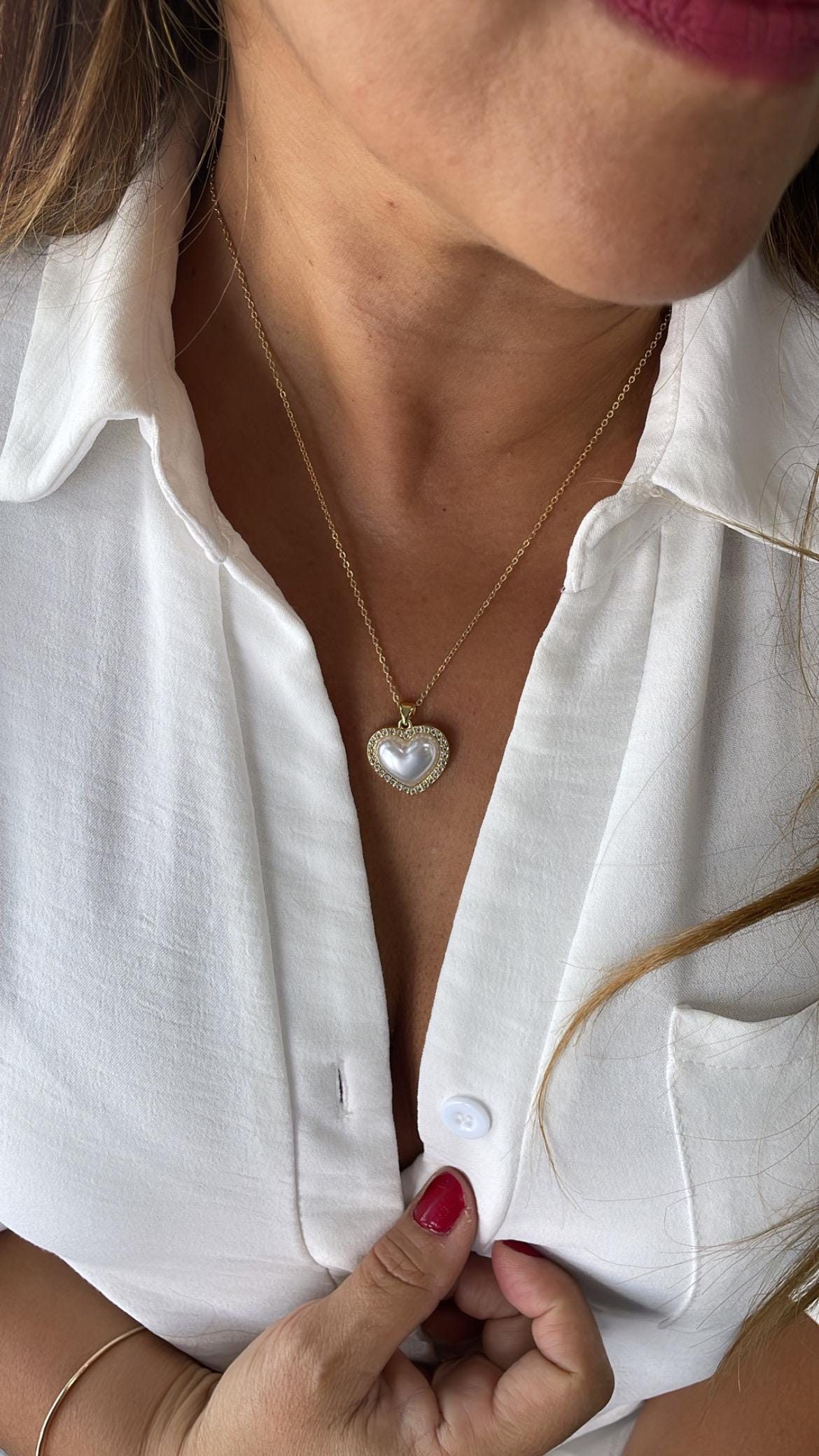 18k Gold Filled Synthetic Pearl Charm Crowned with Pave CZs