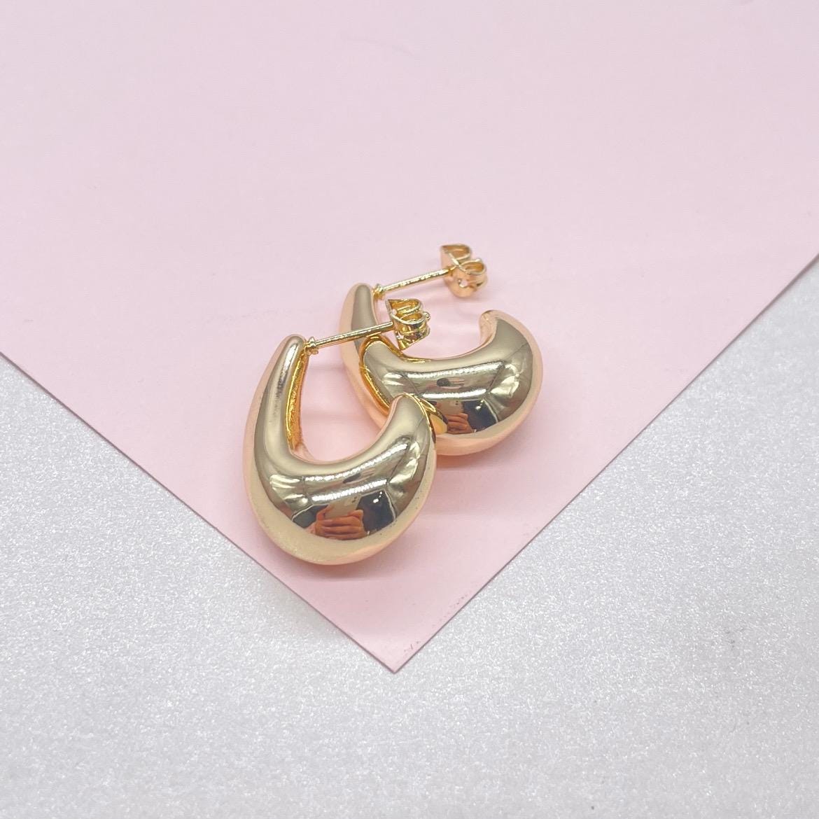 18k Gold Filled Open Tear Drop Hoop Earring