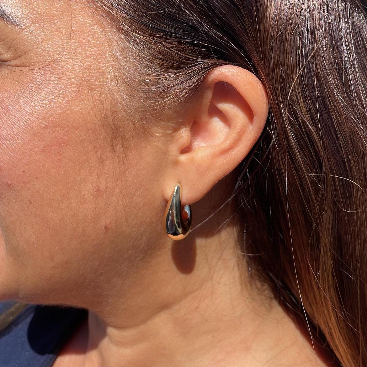18k Gold Filled Open Tear Drop Hoop Earring