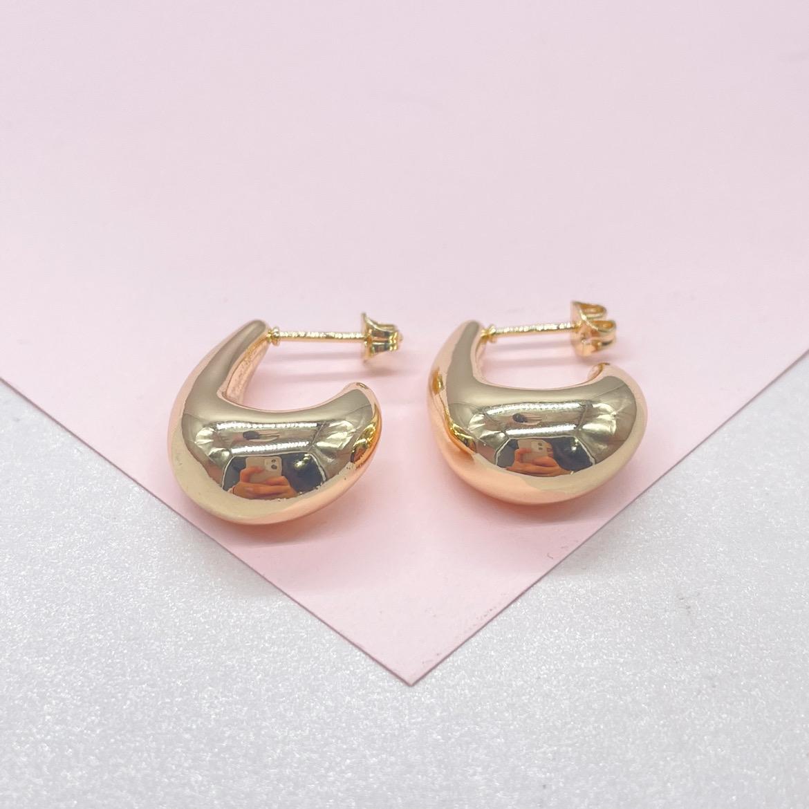 18k Gold Filled Open Tear Drop Hoop Earring