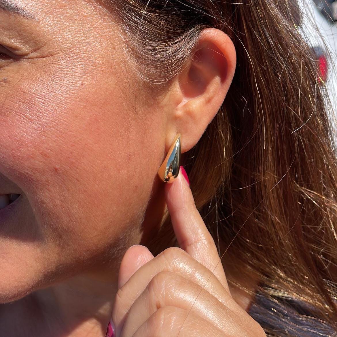 18k Gold Filled Open Tear Drop Hoop Earring