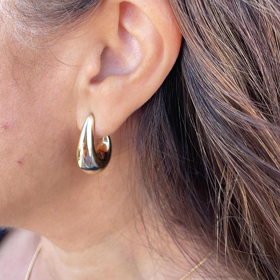 18k Gold Filled Open Tear Drop Hoop Earring