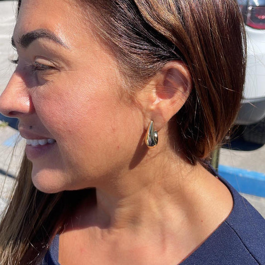 18k Gold Filled Open Tear Drop Hoop Earring