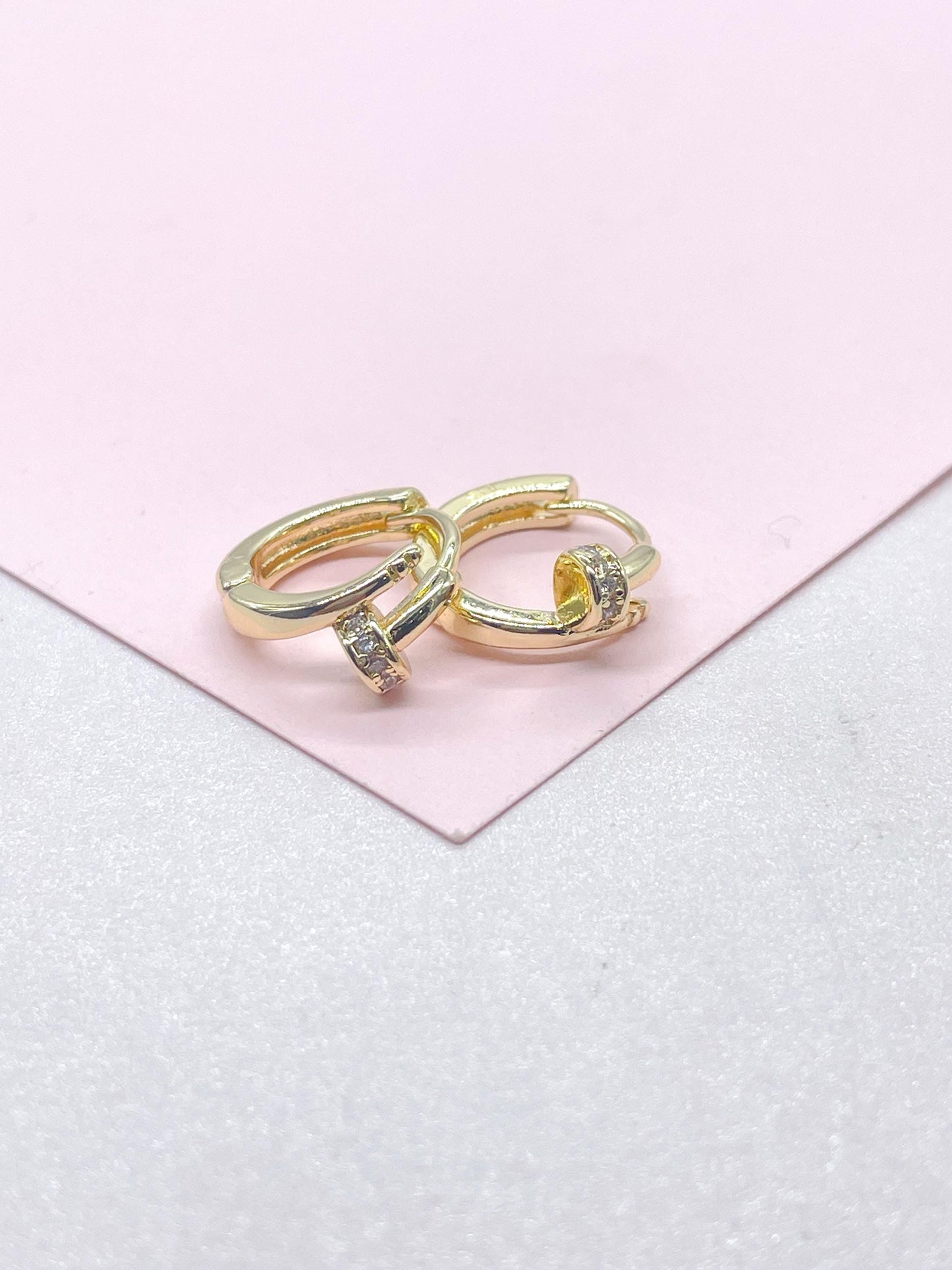 18k Gold Filled Small Screws Flat Square Hoop EarringsWholesale Jewelry Supplies