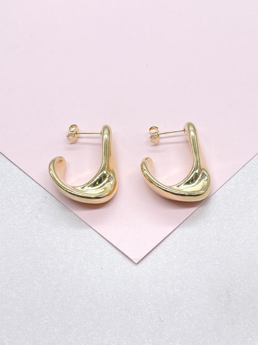 18k Gold Filled Smooth Semi Twist Hoop Earrings