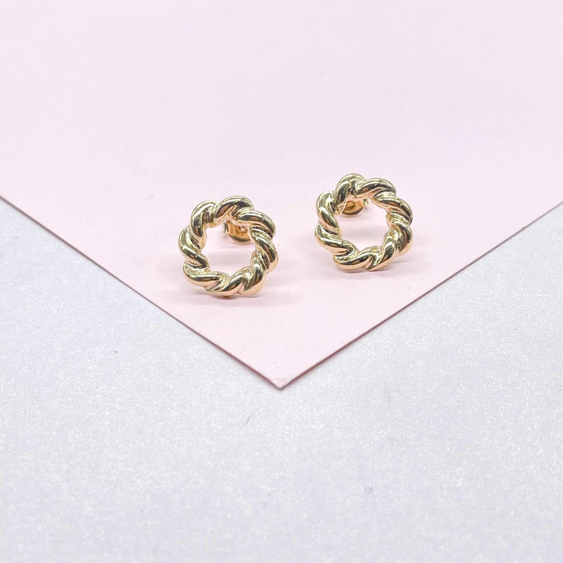 18k Gold Filled Smooth Twisted Halo Earrings