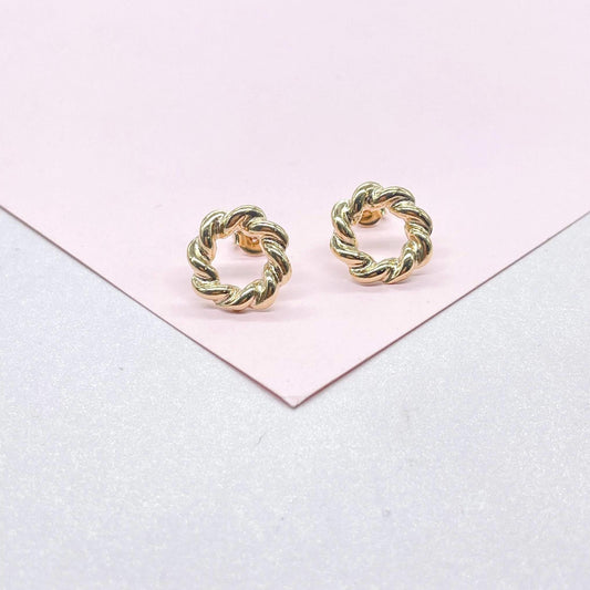 18k Gold Filled Smooth Twisted Halo Earrings