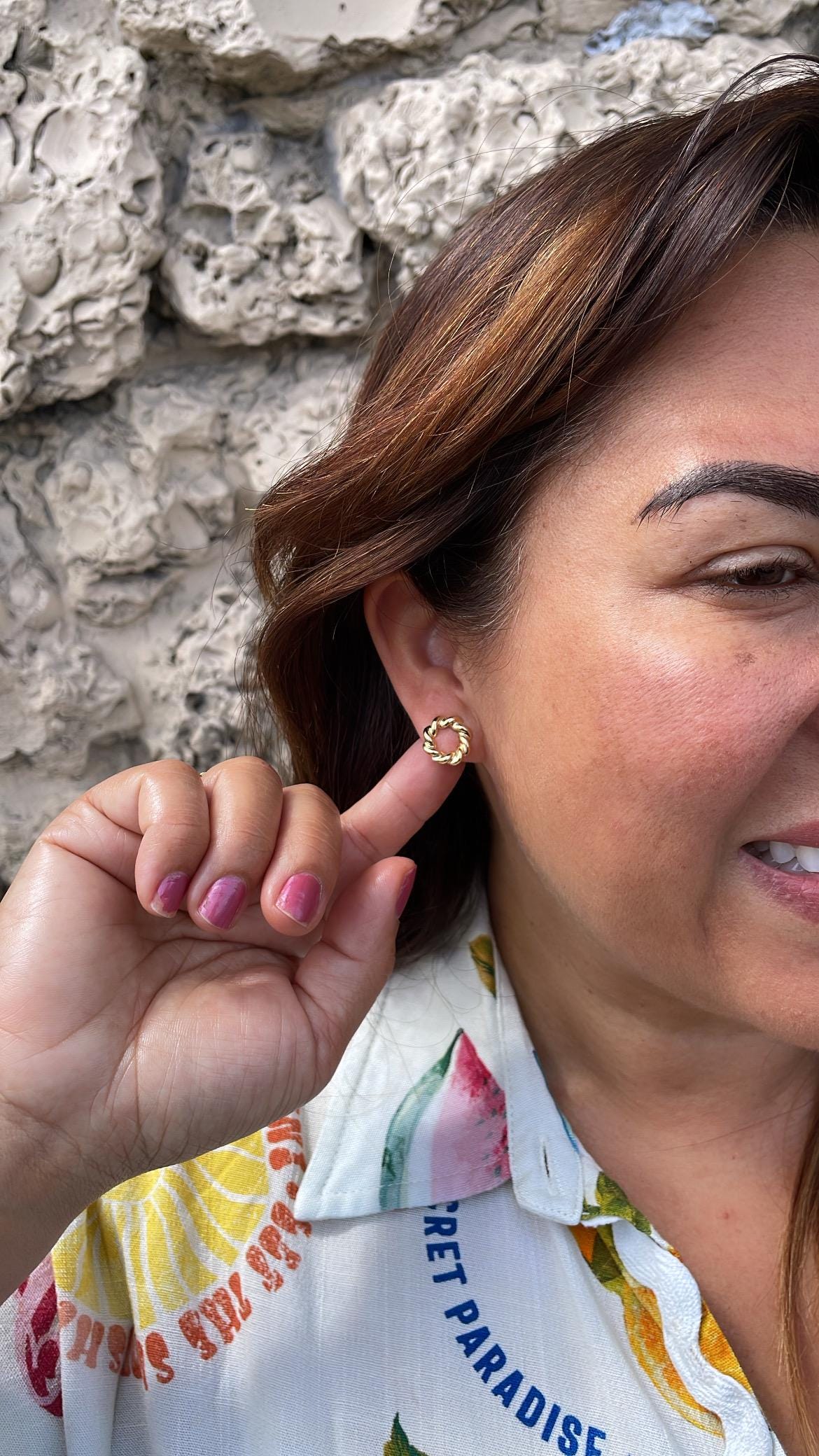 18k Gold Filled Smooth Twisted Halo Earrings