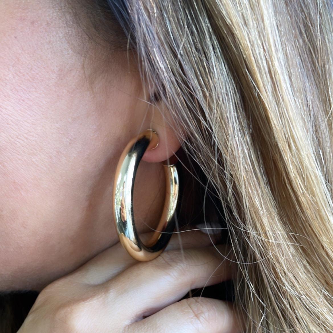 Thick 18k Gold Filled 7.5mm Smooth Open Hoops, Available in 2 Sizes