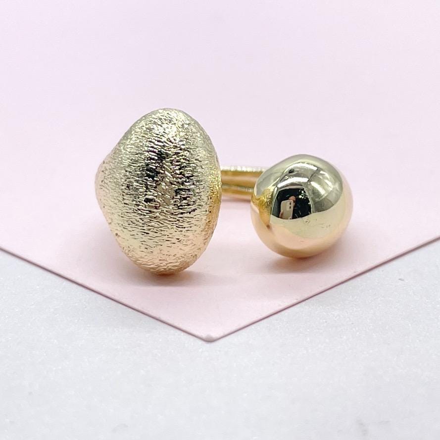 18k Gold-filled Adjustable Dual Ended Wrap Ring with Frosted Texture and Dome Ends