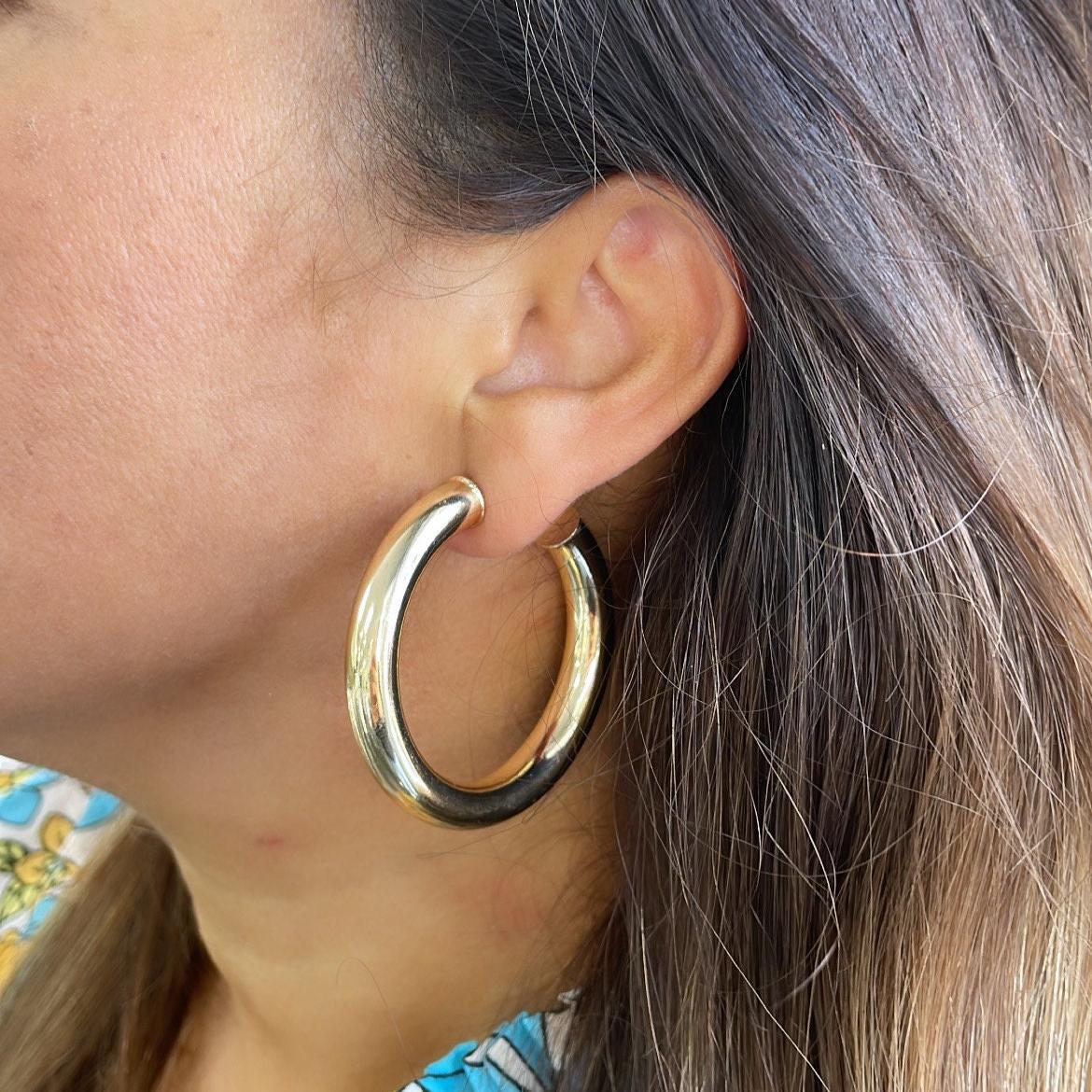 Thick 18k Gold Filled 7.5mm Smooth Open Hoops, Available in 2 Sizes