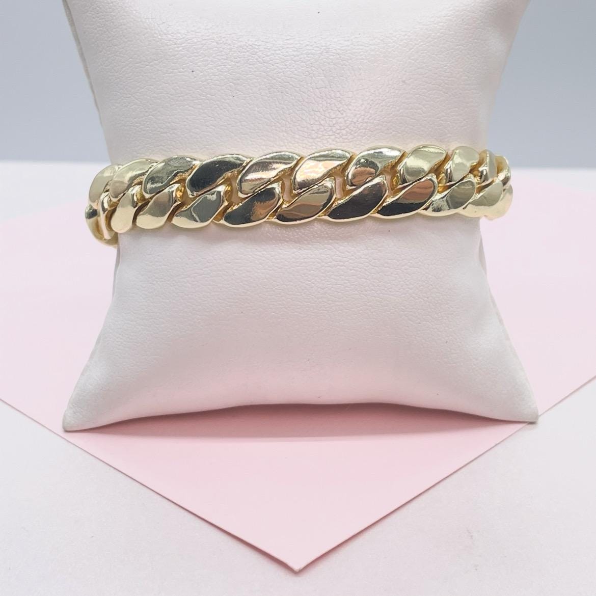 18k Gold Filled 12mm Thick Monaco Miami Cuban Link Bracelet for Women