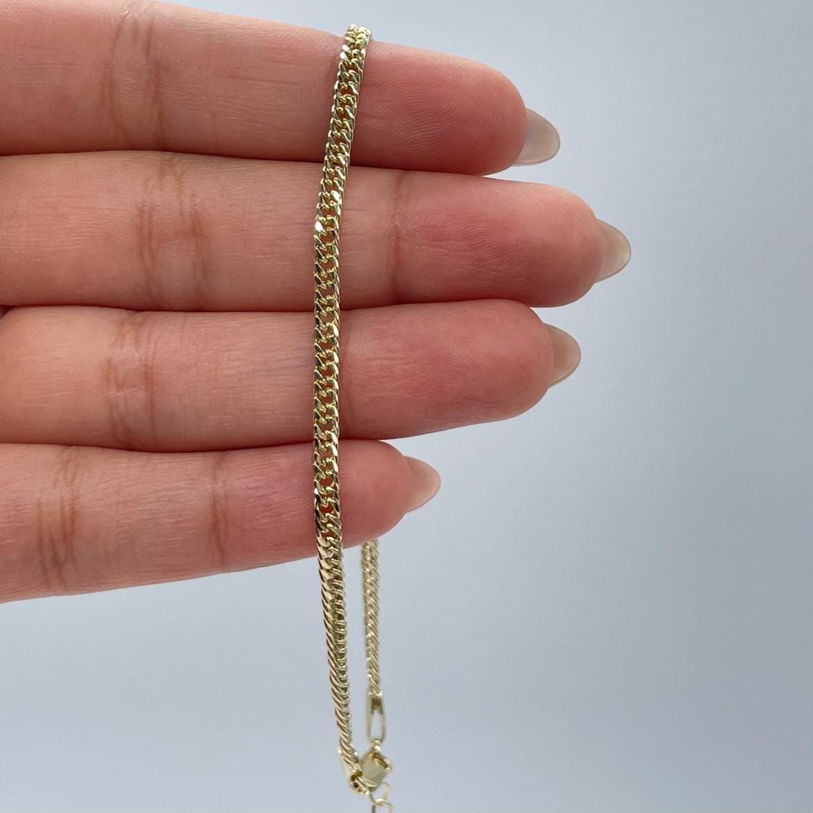 18k Gold Filled 3mm Double Cuban Link Anklet, Summer Time Anklet