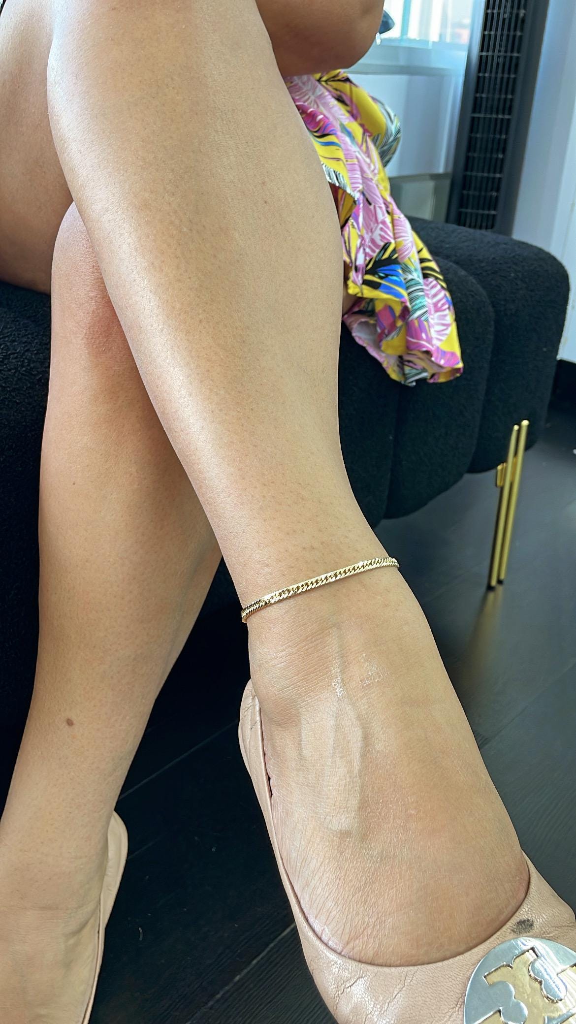 18k Gold Filled 4mm Double Cuban Link Anklet, Summer Time Anklet