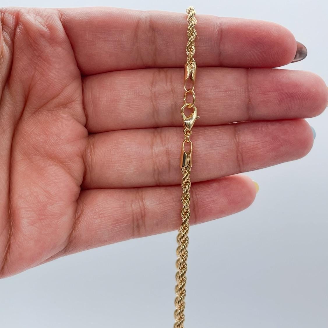 18k Gold Filled 3mm Rope Anklet Chain Design and Stylish Ankle Bracelet