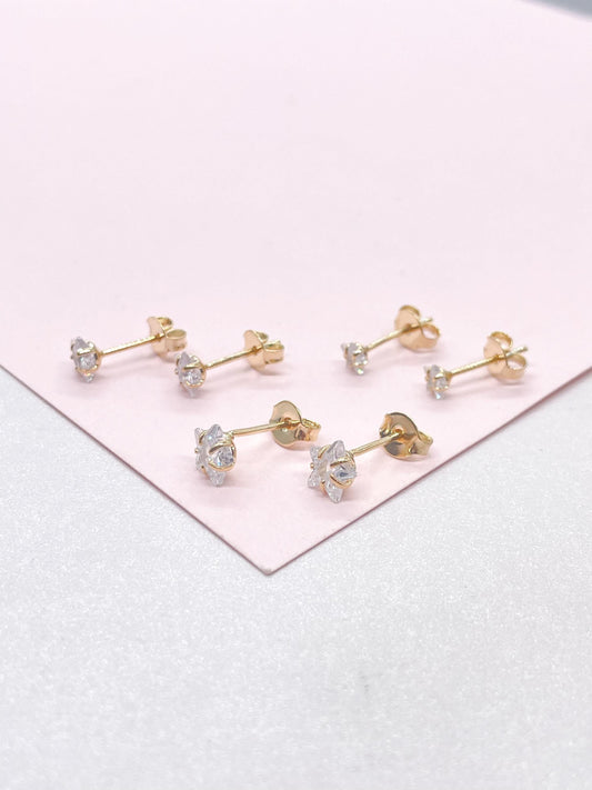 18k Gold Filled Plain CZ Star Shaped Studs, Available in 3 Sizes, Dainty Jewlery, For Her, Dainty Studs, Boy Studs, Birthday Present